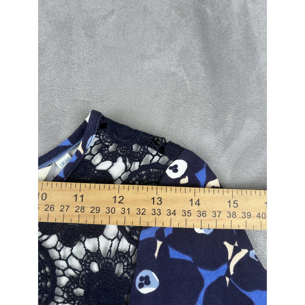 Boden Floral Shift Dress Lace Yoke 3/4 Sleeve Size 2 - Picture 8 of 10